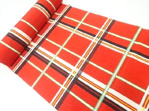 アンティーク　格子模様織り出し八寸帯地反物